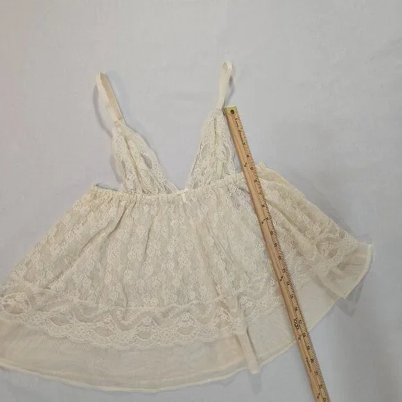 VICTORIA'S SECRET Y2K Fairy Lacy Sheer Ivory Babydoll Top Size M Never Worn! - Picture 11 of 16